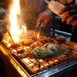 fresh fish being grilled